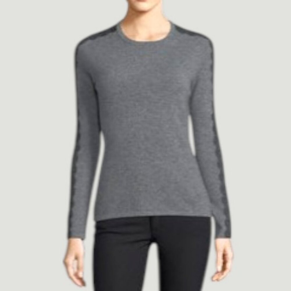 Neiman Marcus beaded cashmere sweater grey women's size L